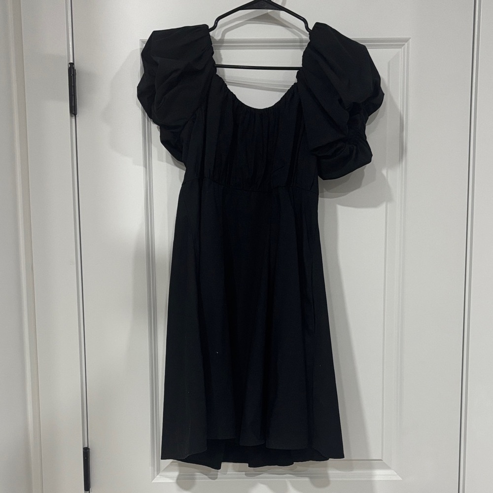 Abercrombie & Fitch Black Puff-Sleeve Mini Dress